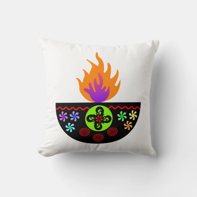 Coussin Lampe Diwali colorée Diya (Recto)