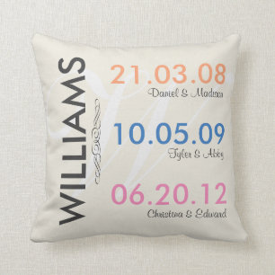 Coussin L'amusement se rappellent les dates de mariage de