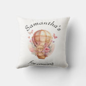 Coussin Lancer de bébé ours en peluche rose montgolfière (Verso)