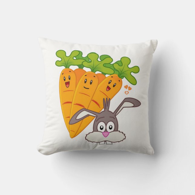 Coussin Lancer des carottes d'oreiller lapin (Recto)