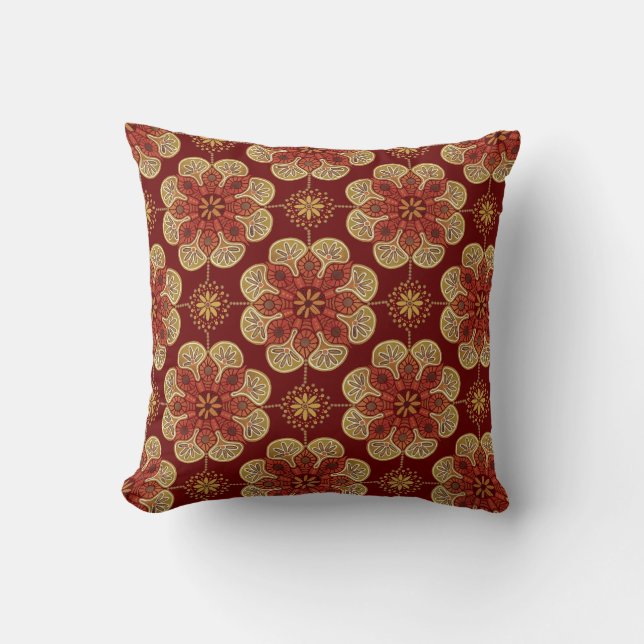 Coussin Lancer l'oreiller avec les médaillons d'ocher sur  (Recto)