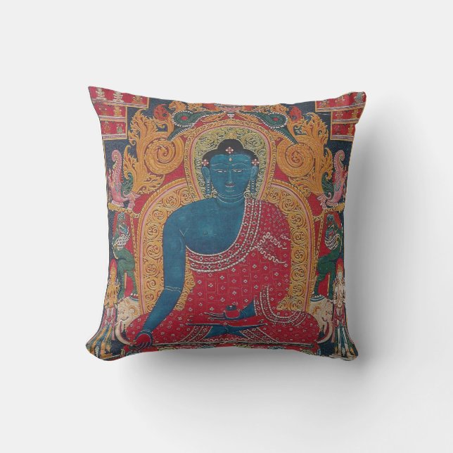 Coussin Lancer l'oreiller du Bouddha bleu (Recto)