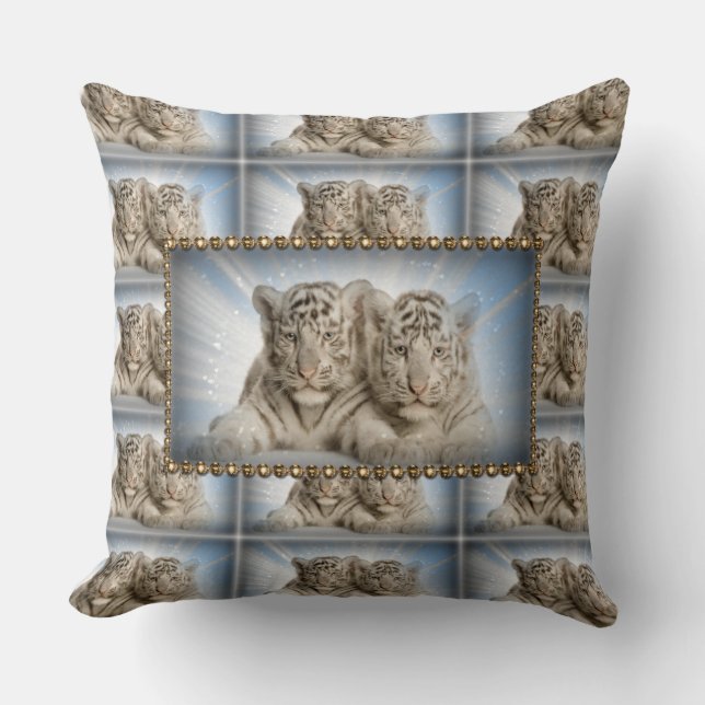 Coussin Lancer l'oreiller/les tigres blancs (Recto)