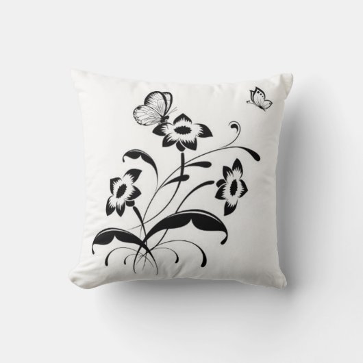 Coussin Lancer l'oreiller/papillons et fleurs (Recto)