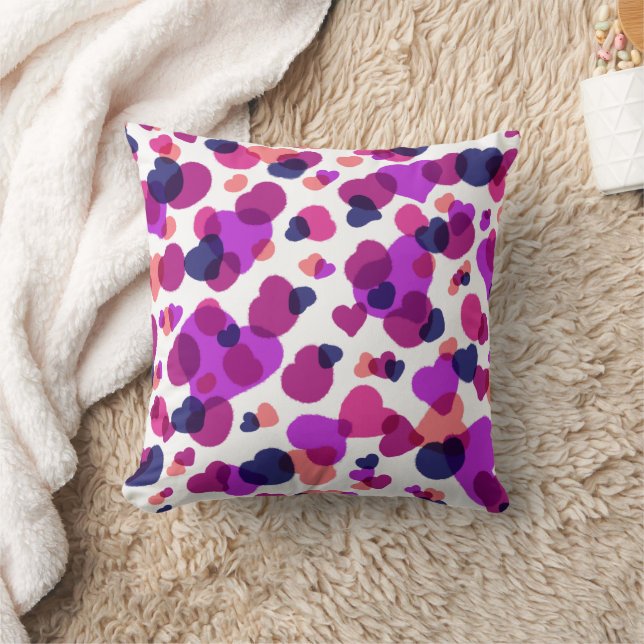 Coussin Lancer Moderne Abstrait de Points Roses et Violets (Couverture)