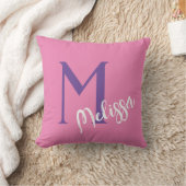 Coussin Lancez Pillow rose nom monogramme personnel (Couverture)