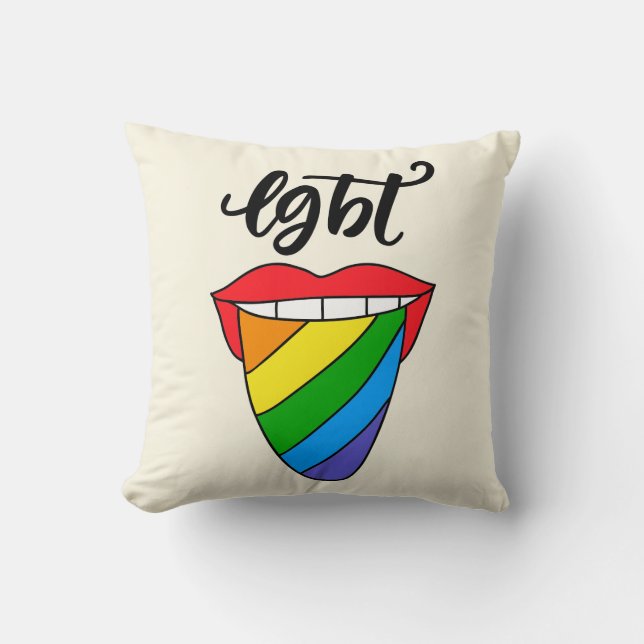Coussin Langue arc-en-ciel LGBT (Recto)