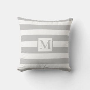 Coussin Lanières blanches gris minimaliste modernes Monogr