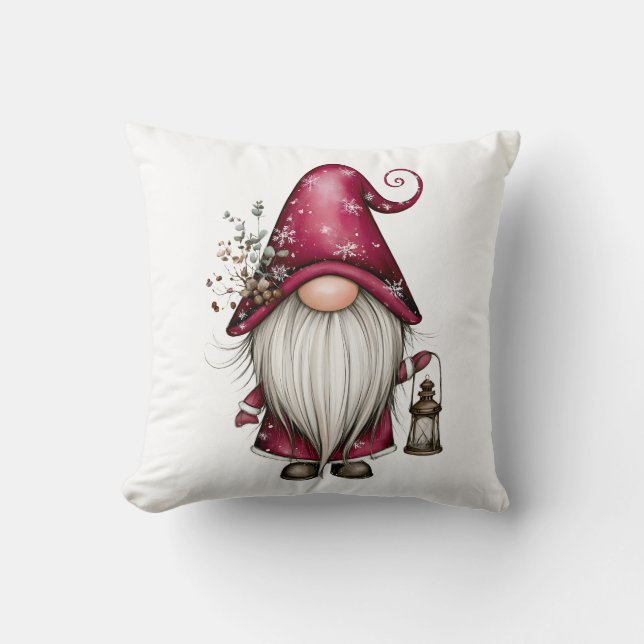 Coussin Lanterne de Gnome de Noël de Fête (Recto)