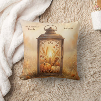 Coussin Lanterne Rustique Vintage de la Récolte d'Or Autom