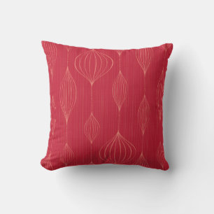 Coussin Lanternes Décoratives Motif sur Rouge Foncé