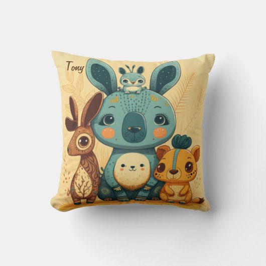Coussin Lapin à fleurs de mûte boho (Recto)