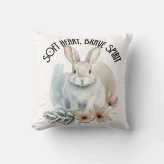 Coussin Lapin à l'Âme Tendre et au Courage Audacieux Art