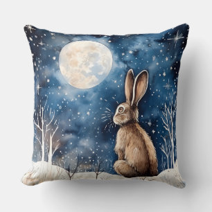 Coussin Lapin à neige d'hiver solitaire
