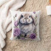 Coussin Lapin Accumulé de lop de Rose violet (Couverture)