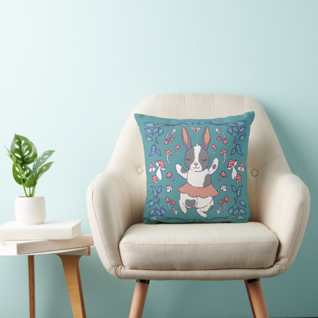 Coussin Lapin adorable et champignons (Chaise)