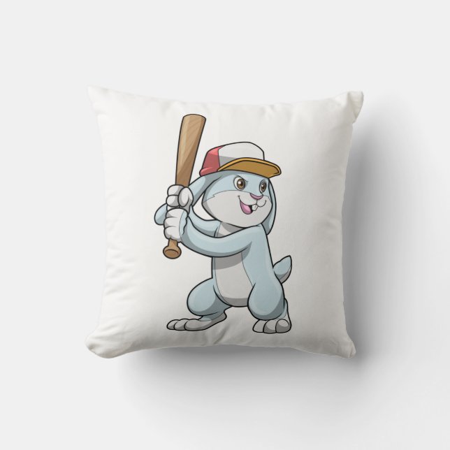 Coussin Lapin au baseball avec batte de baseball (Recto)