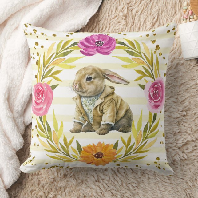 Coussin Lapin aux fleurs de printemps (Couverture)