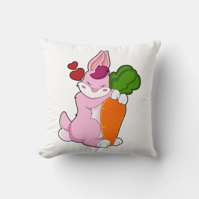 Coussin Lapin avec carotte et coeur (Recto)