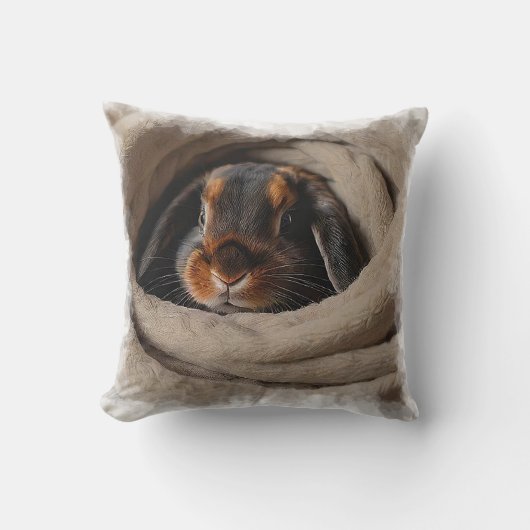Coussin Lapin Bébé Blotti dans une Couverture (Recto)