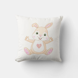 Coussin Lapin bébé orange mignon sur fond blanc
