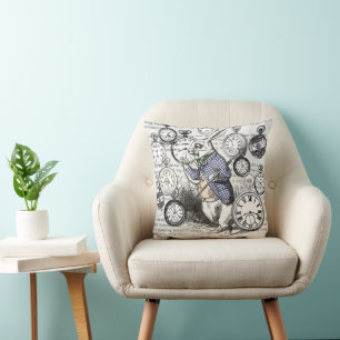 Coussin Lapin Blanc Alice au Pays des Merveilles Horloges