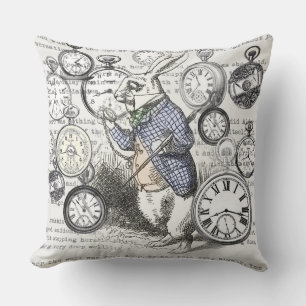 Coussin Lapin Blanc Alice au Pays des Merveilles Horloges