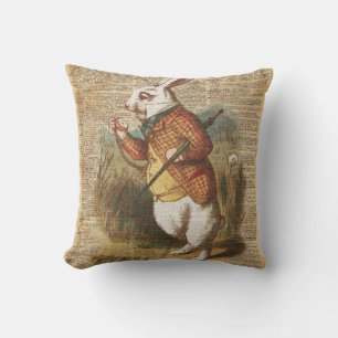 Coussin Lapin blanc Alice dans l'art de cru du pays des