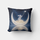 Coussin Lapin Blanc Collectant des Étoiles (Recto)