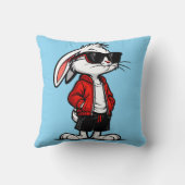 Coussin Lapin Blanc Cool en Veste Rouge (Verso)