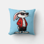 Coussin Lapin Blanc Cool en Veste Rouge (Recto)