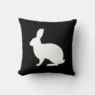 Coussin Lapin Blanc De Forme Sur Pâques Stylisé Noir