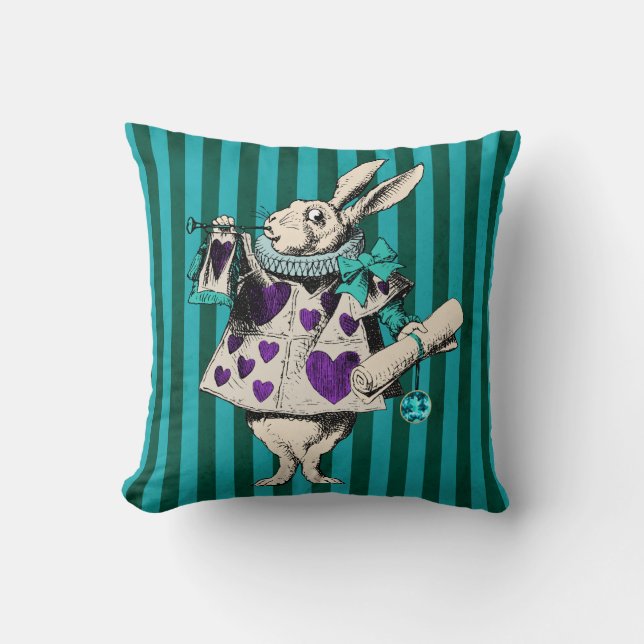 Coussin Lapin blanc en pourpre avec coeur (Recto)