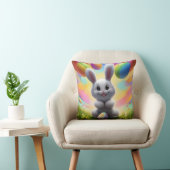 Coussin Lapin Blanc Mignon avec Œufs de Pâques (Chaise)