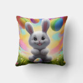 Coussin Lapin Blanc Mignon avec Œufs de Pâques (Verso)