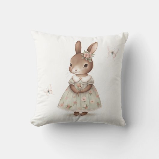 Coussin Lapin Brown en robe florale (Recto)