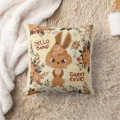 Coussin Lapin Brun Chocolat Floral aux Fraises (Couverture)
