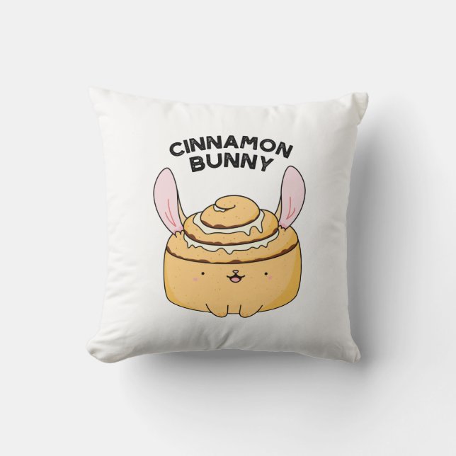 Coussin Lapin Cinnamon Drôle de Pun de Bun de Cannelle (Recto)