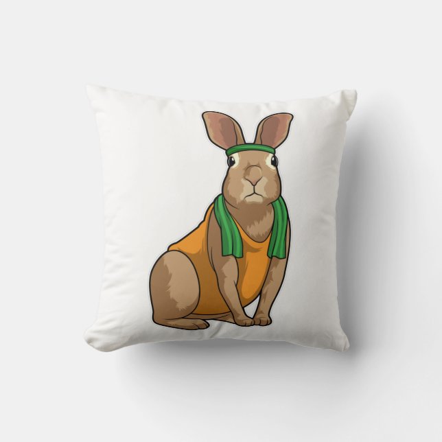 Coussin Lapin comme coureur avec serviette (Recto)