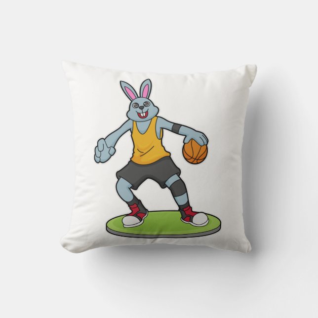 Coussin Lapin comme joueur de basket-ball avec basket-ball (Recto)