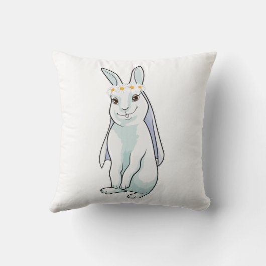 Coussin Lapin comme mariée avec couronne de fleurs (Verso)