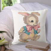 Coussin Lapin cottontail à l'aquarelle vintage