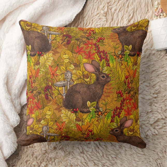Coussin Lapin d'automne sur ocre (Couverture)