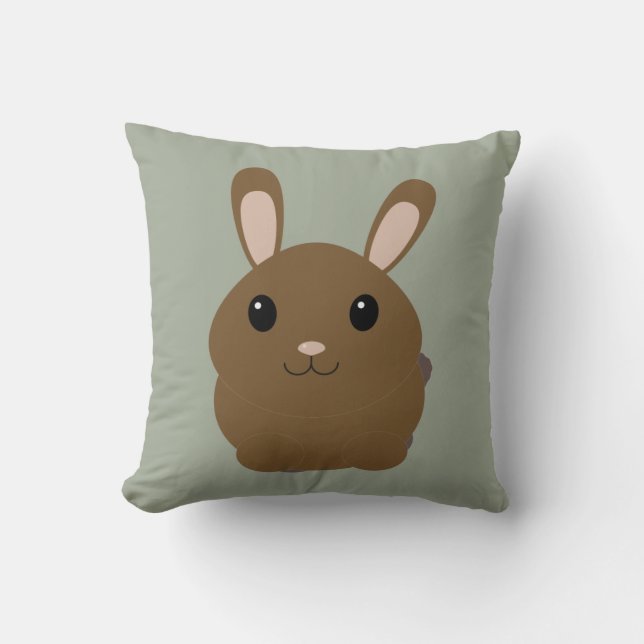 Coussin Lapin de dessin animé marron (Recto)