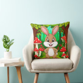 Coussin Lapin de dessin animé mignon debout dans une forêt (Chaise)