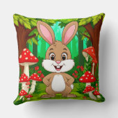 Coussin Lapin de dessin animé mignon debout dans une forêt (Verso)
