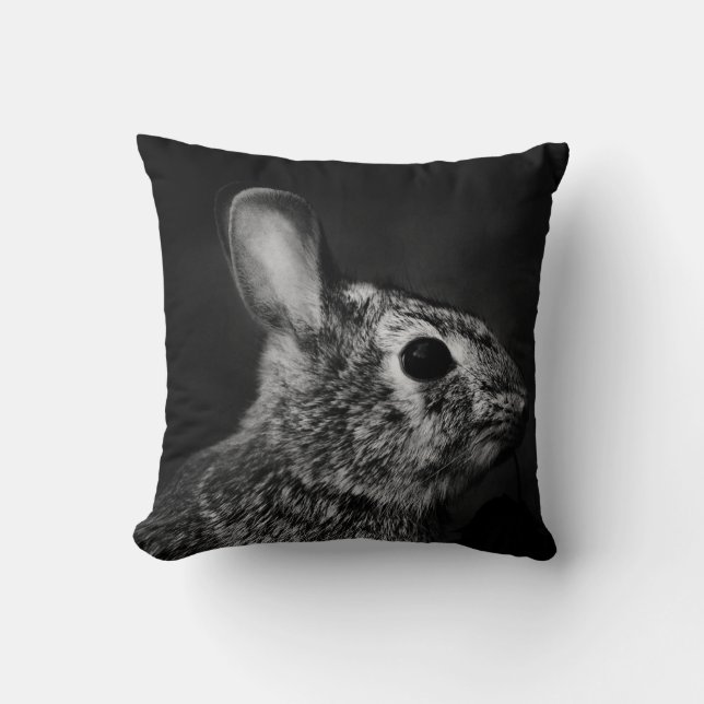 Coussin Lapin de lapin oriental, noir et blanc (Recto)