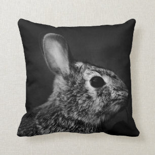 Coussin Lapin de lapin oriental, noir et blanc