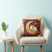 Coussin 🌙🐰 Lapin de Lune Dormant Cadeau de Décoration Co (Chaise)