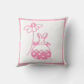 Coussin lapin de marmite orange et rose (Verso)